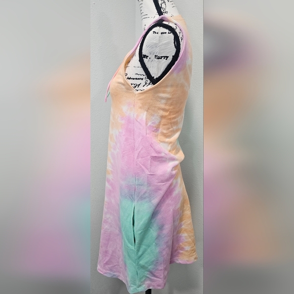 Lagaci Tye Dye Terry Dress Swimsuit Cover Summer Pink Green Orange Med - Picture 3 of 11
